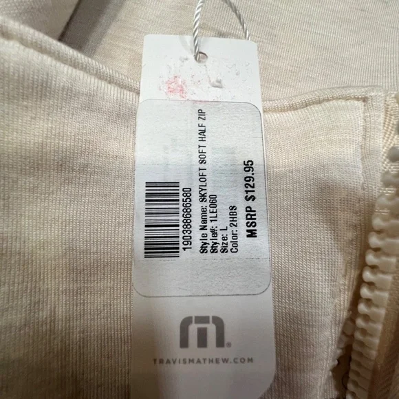 Travis Mathew Women's Skyloft Soft Half-Zip Sweatshirt, Sz Large, Cream, Golf - Picture 3 of 14
